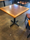 Restaurant Table, Wood & Laminate Top, Single Pedestal Iron Base, 30in x 30in x 30in