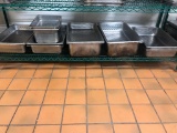 5 Full Size Pans w/ Metal False Bottoms, 1 Half Size w/ False Bottom Steam Table Pans'