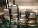 Lot of 40 Steam Table Pans, 1/6th and 1/2 Long Size