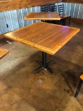 Restaurant Table, Wood & Laminate Top, Single Pedestal Iron Base, 36in x 36in x 30in