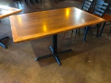 Restaurant Table, Wood & Laminate Top, Single Pedestal Iron Base, 42in x 30in x 30in