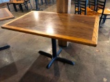 Restaurant Table, Wood & Laminate Top, Single Pedestal Iron Base, 42in x 30in x 30in