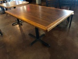 Restaurant Table, Wood & Laminate Top, Single Pedestal Iron Base, 42in x 30in x 30in