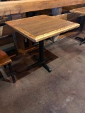 Restaurant Table, Wood & Laminate Top, Single Pedestal Iron Base, 30in x 30in x 30in
