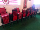 Red Padded Iron Framed Stack Chairs, Lot of 58