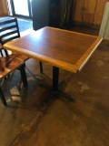 Restaurant Table, Wood & Laminate Top, Single Pedestal Iron Base, 30in x 30in x 30in