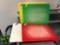 Lot of 4, San Jamar 18in x 15in Cutting Boards, Red, Yellow, Green, White