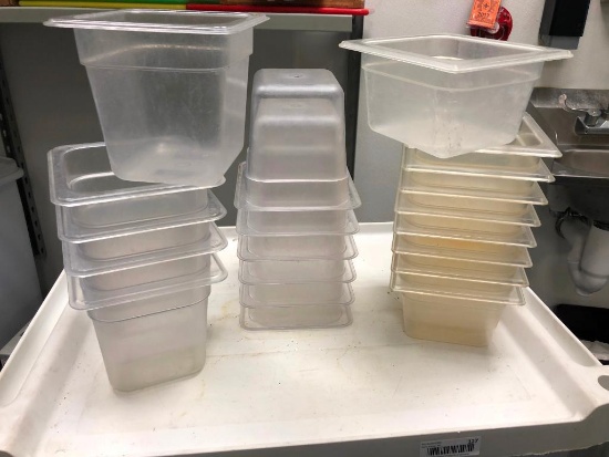 Lot of 20, Cambro, Winco, True Clear Food Pans, 6in & 4in Deep, w/o Lids, 1/6 Size