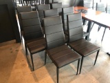 Lot of 8 Iron Base Restaurant Chairs w/ Black Padded Seat & Tall Back Rest