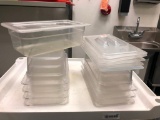 Lot of 8, Cambro Camware Clear Food Pans, 1/3 Size, 6in Deep, 6 w/ Lids, 34CW