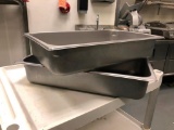 Lot of 2, ABC P/N 889949 1/2 Size Steam Table Pans, 4in Deep, Stainless Steel