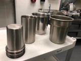 Lot of 7 Misc. Stainless Steel Steam Table Vegetable Inset Pans, Various Sizes