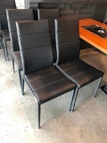 Lot of 4 Iron Base Restaurant Chairs w/ Black Padded Seat & Tall Back Rest