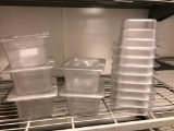 Lot of 14, Cambro Camware Clear Food Pans, No. 64CW 4in Deep, 5 Lids