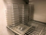 Lot of 24, Cambro Camware Clear Food Pans, No. 64CW 4in Deep, 2 Lids