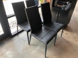 Lot of 4 Iron Base Restaurant Chairs w/ Black Padded Seat & Tall Back Rest