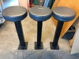 Lot of 6, Padded Vinyl Bar Stools w/ Solid Steel Pedestal Legs w/ Anchor Inserts, 31in Tall