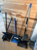 Lot of 3 Brooms and Dust Pans