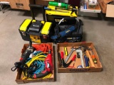 Large Lot of Tools, 2 Tool Boxes, 1 Tote, Elec. Drill, Grinder, Tools