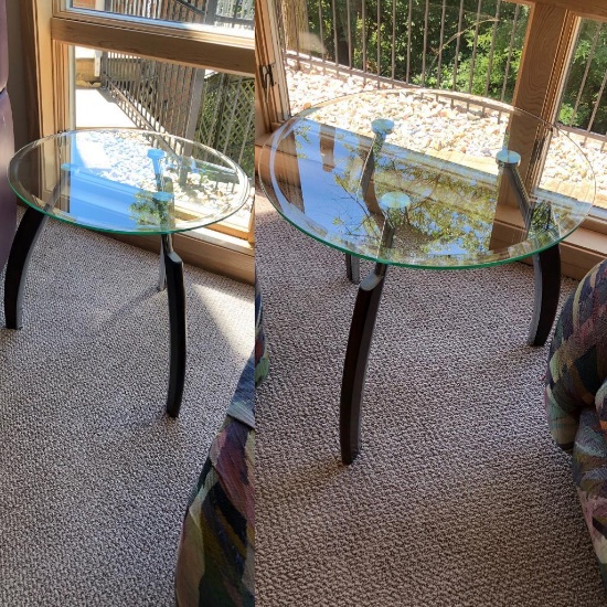 Lot of 2 Glass Top Side Tables