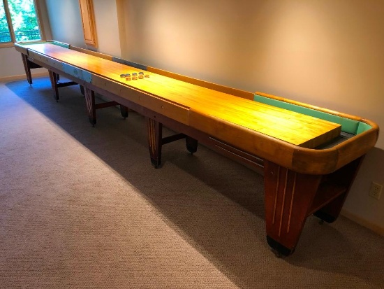 Vintage Rock-Ola Standard Shuffleboard - Tournament Model - 22ft Long, 31in Wide, 34in Tall