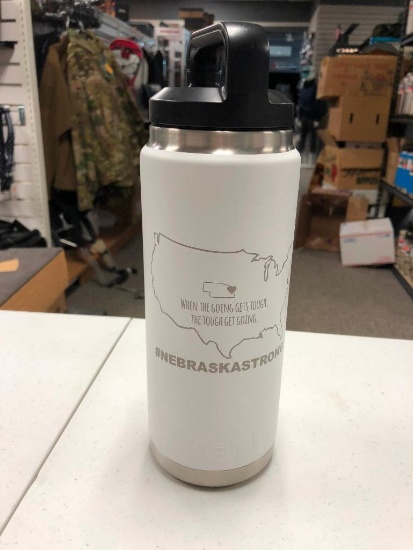 Rare, Nebraska Strong Yeti, 26oz Rambler Bottle, Custom Engraved & Powder Coated