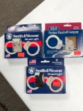 Lot of 3 Smith & Wesson Handcuffs, 100-1 Nickel, M&P Black & 730CS Chain