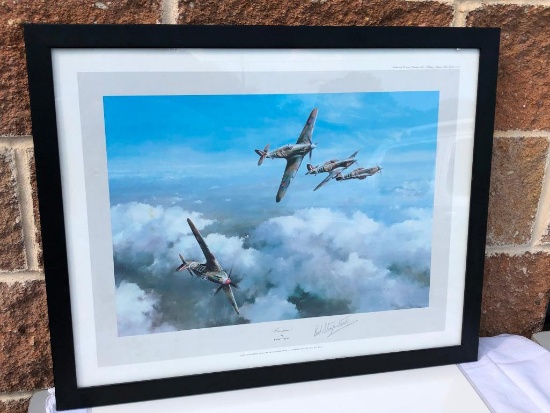 Framed Print: Hurricane, signed by RAF Wing Commander RR Stanford-Tuck