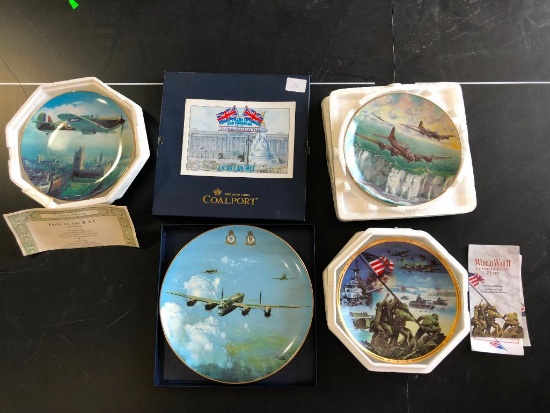 Lot of 4 Military Related Decorative Plates, Coalport RAF Commemoration Plate, See Images