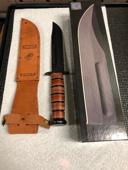 Ka-Bar Model 1217 USMC Brown STR Knife w/ Leather Sheath