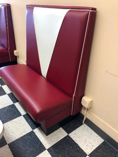 Restaurant Booth, Newer, Retro Style, 48in Wide, Red/White