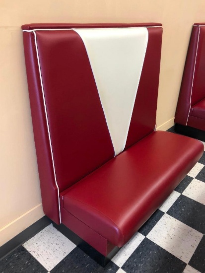 Restaurant Booth, Newer, Retro Style, 48in Wide, Red/White