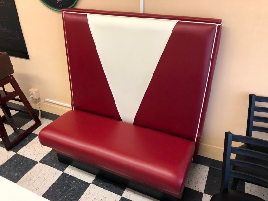 Restaurant Booth, Newer, Retro Style, 48in Wide, Red/White