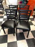 4 Restaurant Chairs: Oak Street Mfg. Metal Ladder Back, Padded Seat, Black/Black