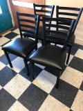 4 Restaurant Chairs: Oak Street Mfg. Metal Ladder Back, Padded Seat, Black/Black