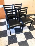 4 Restaurant Chairs: Oak Street Mfg. Metal Ladder Back, Padded Seat, Black/Black