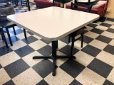 Restaurant Table, Laminate Top, Chrome Edging, Single Pedestal, 36in x 36in, Like New