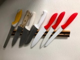 Lot of 7 Kitchen Knives & Magnetic Knife Holder