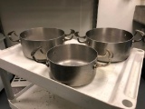 Lot of 3, Vollrath Stainless Steel Miramar Display Casserole Pans, 3qt, 5qt & 5qt