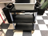 Winco Utility Cart w/ Bus Tub and 2 Attached Bins