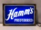 Hamm's Preferred Glass Front Lighted Beer Sign w/ Reverse Sign