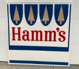 Hamm's Beer NOS Embossed Tin Sign Over Wood Frame Circa 1965 w/ Blank Name Plate