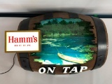 Hamm's On Tap Beer Keg Lighted Sign w/ Canoe