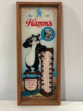 Hamm's Beer Glass Wood Framed Thermometer, Hamm's Beer Bear, Great Graphics