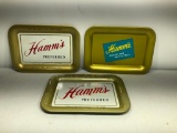 Lot of 3 Hamm's Preferred Beer Tip Trays, Metal, Smooth &Mellow