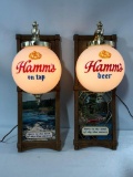 Lot of 2, Hamm's Beer Wall Sconces w/ Lighted Globes