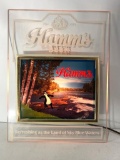 Hamm's Beer Lighted Beer Sign, Hamm's Beer Bear, Acrylic Lucite Sign w/ Lighted Image of Lake