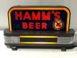 Art Deco Hamm's Beer Lighted Cash Register Sign Reverse Painted Glass