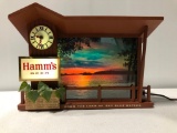 Hamm's Beer Dawn to Dusk Lighted Beer Sign & Clock