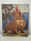 1974 Hamm's Man and Bear By Roy Kerswill Print on Canvas Litho